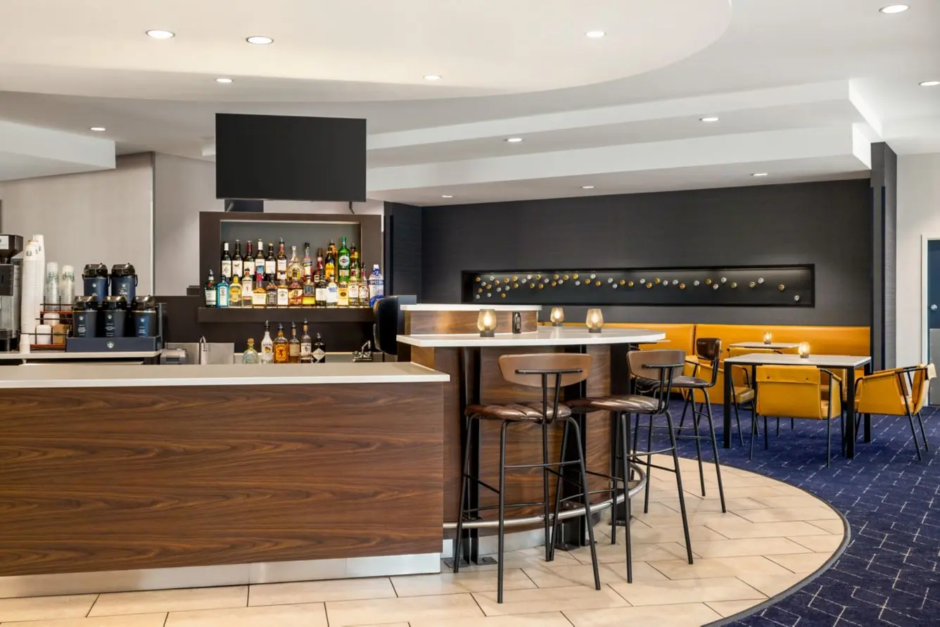 Hotel bistro with feature wallcovering by Yukon Wallpapers
